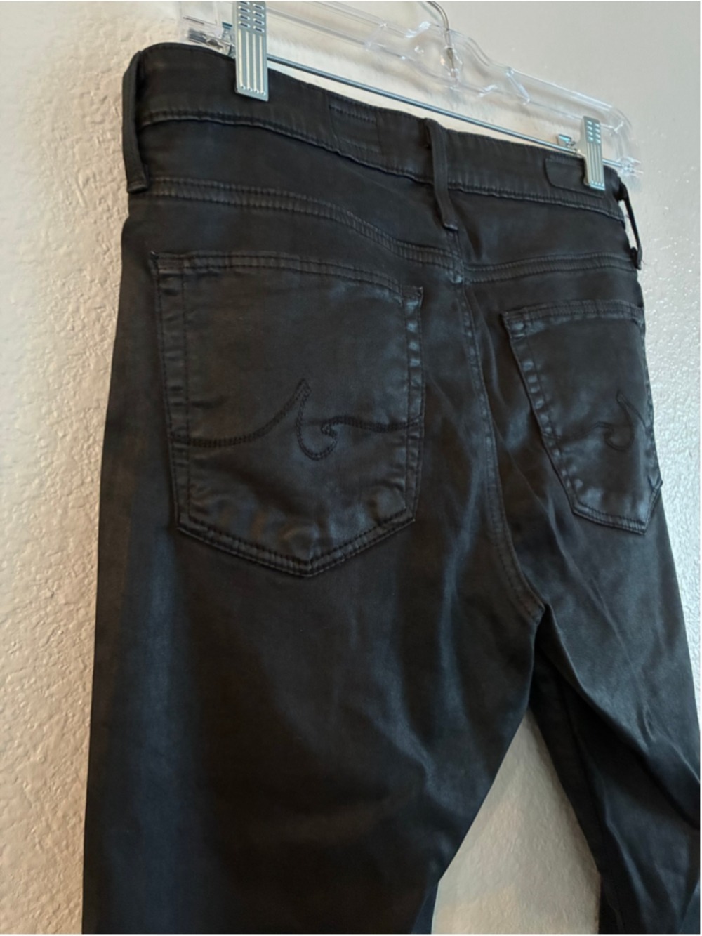 AG Adriano Goldschmied The Farrah Skinny Coated Black Jeans Size 27 Regular 27R - Picture 9 of 11